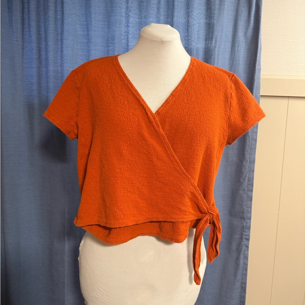 Madewell Texture & Thread Faux Wrap Tie Top